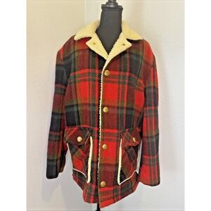 Vintage Montgomery Ward Brent Men's 1960's Wool & Acrylic Plaid Coat Size 42